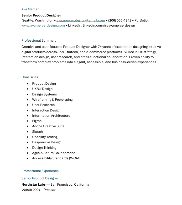 Product Designer before resume