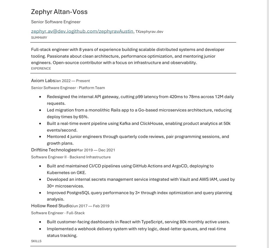 Software Engineer before resume